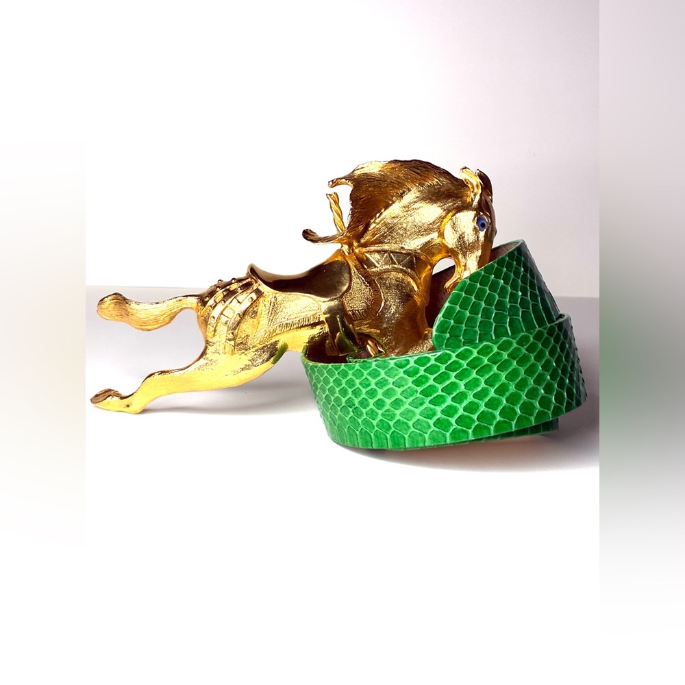 Christopher Ross 24kt. Gold Plated Carousel Horse Buckle & Belt